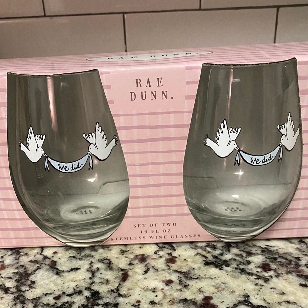 NEW Rae Dunn “WE DID” Glass Set
